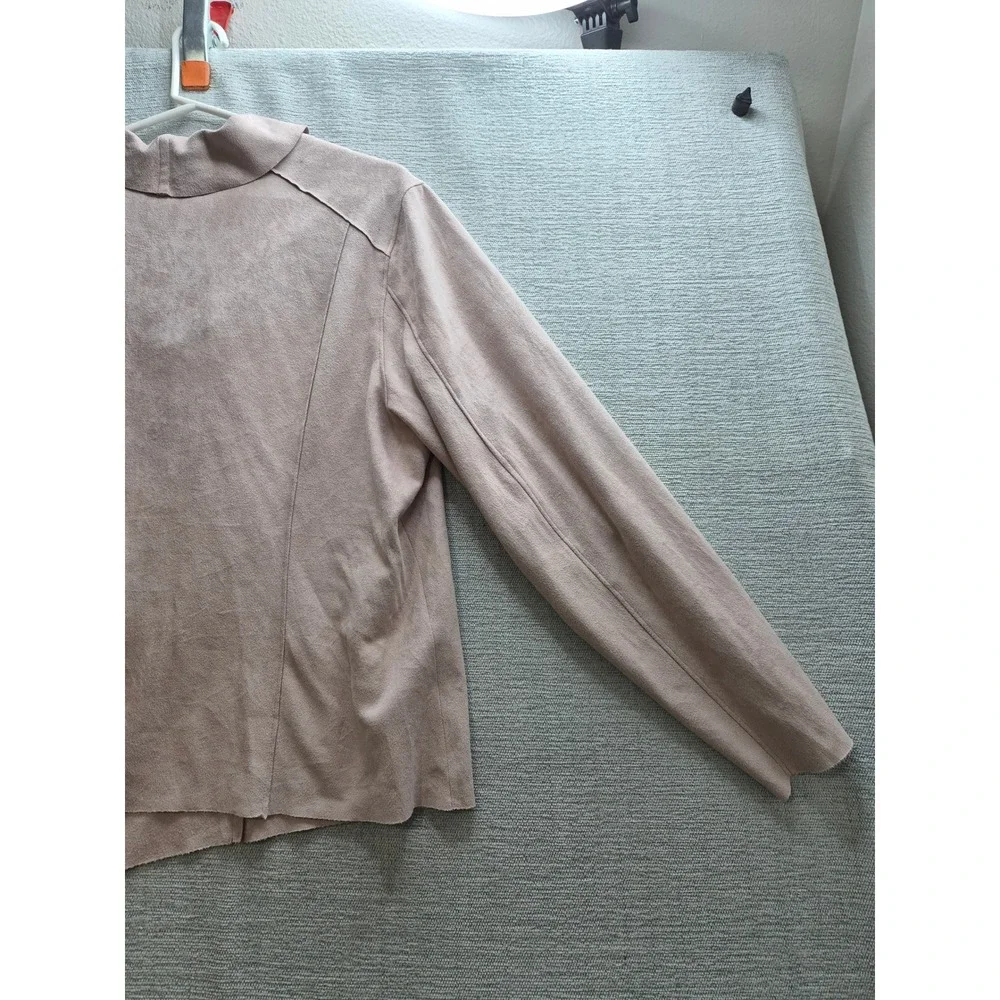 BlankNYC Asymmetrical Faux Suede Drape Front Jacket Womens 3X Pink Full Zip